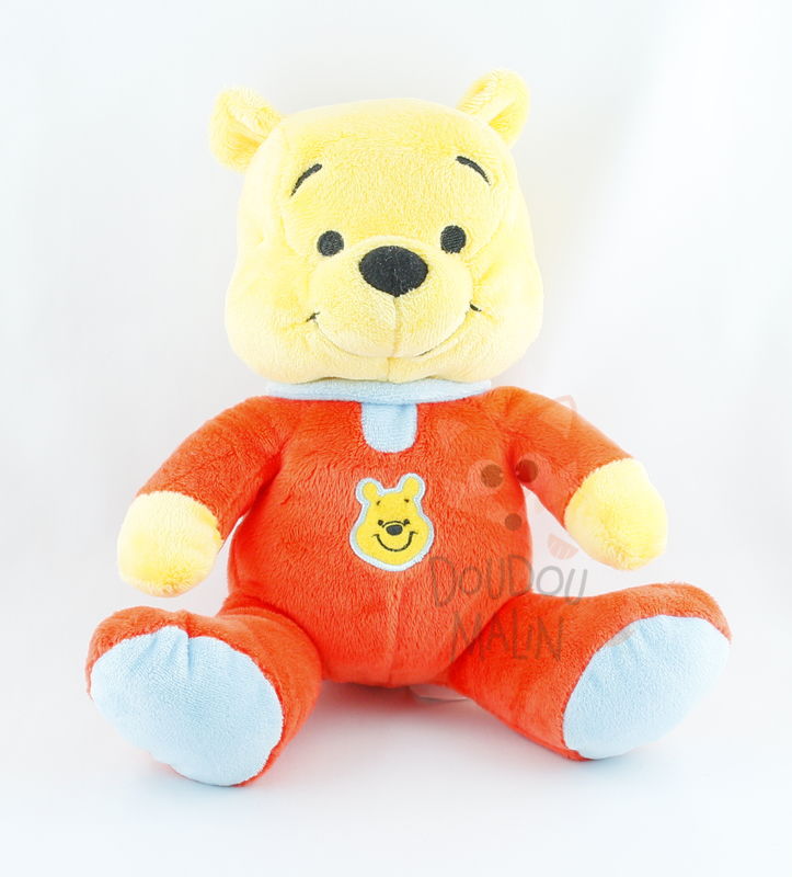  peluhe winnie lourson pyjama rouge bleu jaune 